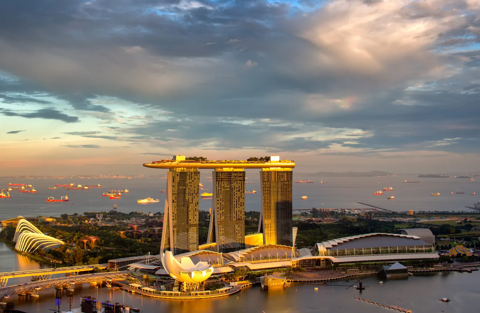 Marina Bay Sands towers seen across the bay